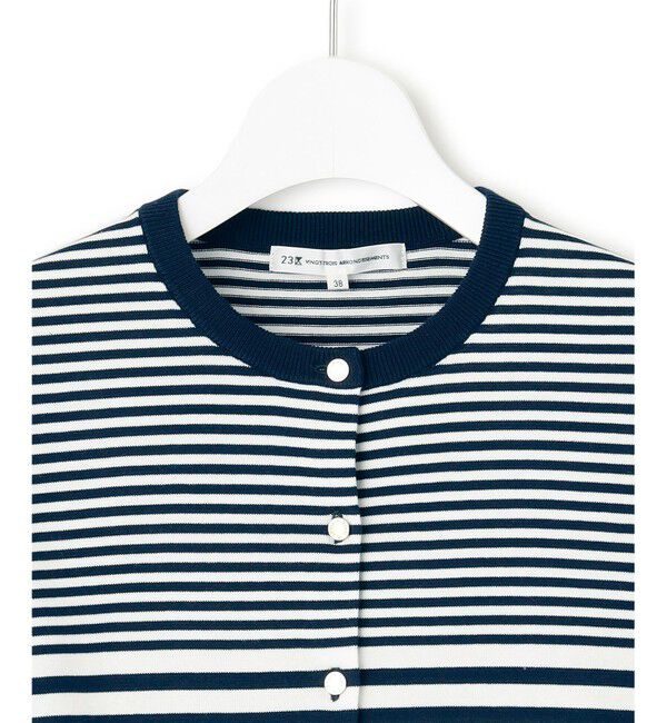 23区「【洗える】プレミアムビオコットン ボーダー カーディガン」|カーディガン|