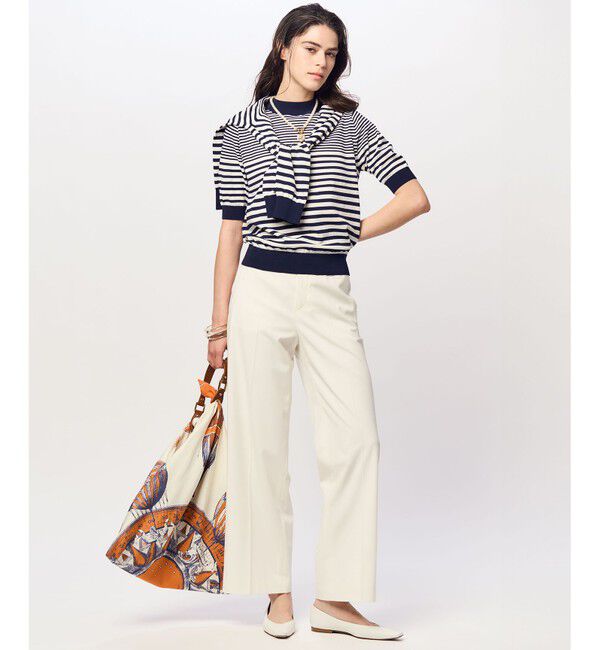 23区「【洗える】プレミアムビオコットン ボーダー カーディガン」|カーディガン|