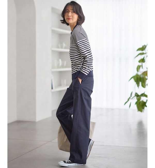 23区「【洗える】プレミアムビオコットン ボーダー カーディガン」|カーディガン|