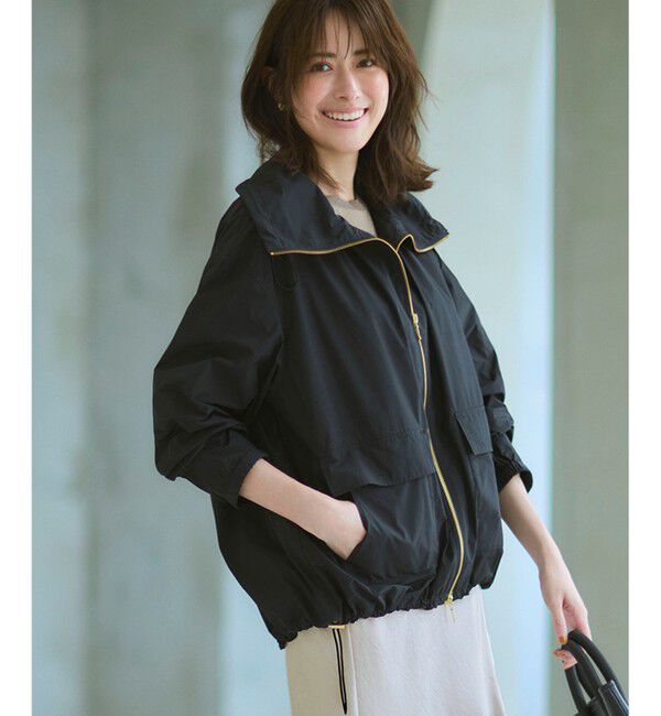 23区「【撥水加工】ソフトメモリータフタ スタンドネック ブルゾン」|ブルゾン・スタジャン|ブラック系