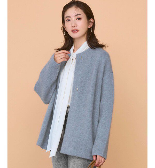 23区「【見上愛さん着用】ラクーンブレンドダブルフェイス ニット アウター」|カーディガン|ｽｶｲﾌﾞﾙ