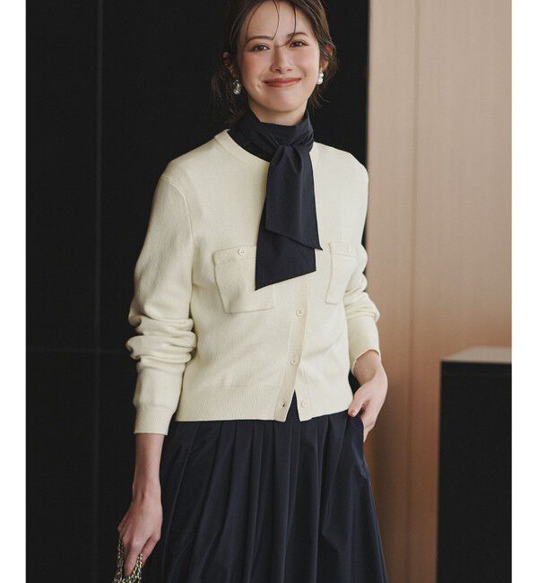 23区「【滝沢眞規子さん着用/Oggi掲載】コットンカシミヤ ポケット カーディガン」|カーディガン|アイボリー系