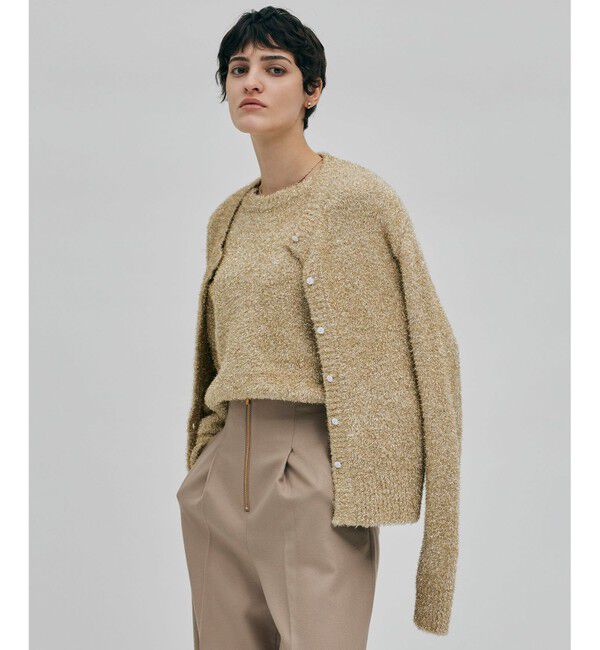 BEIGE,「【洗える】MARRONNIERS / ラメテープヤーンカーディガン」|カーディガン|Gold