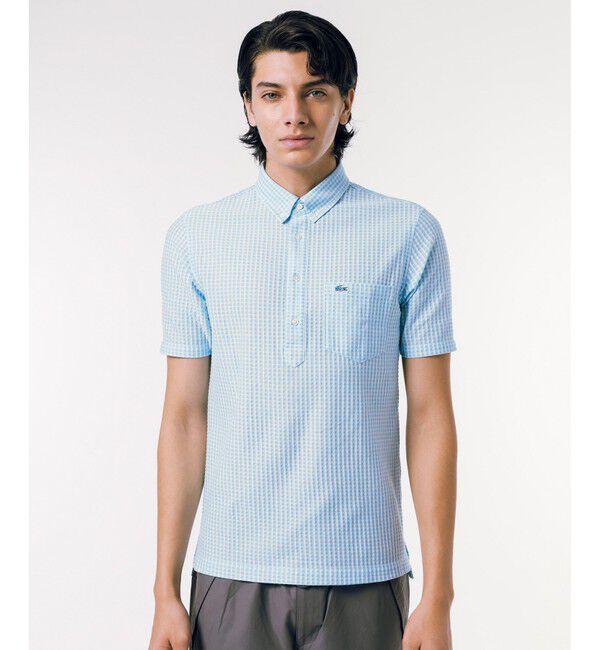 LACOSTE「クールマックスブレンドジャガード半袖ポロシャツ」|ポロシャツ|ライトブルー