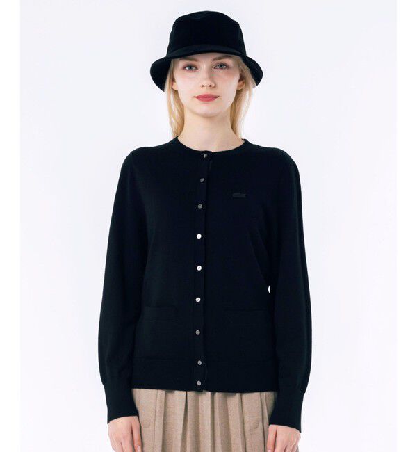 LACOSTE「ウォッシャブルウールニットカーディガン」|カーディガン|ブラック