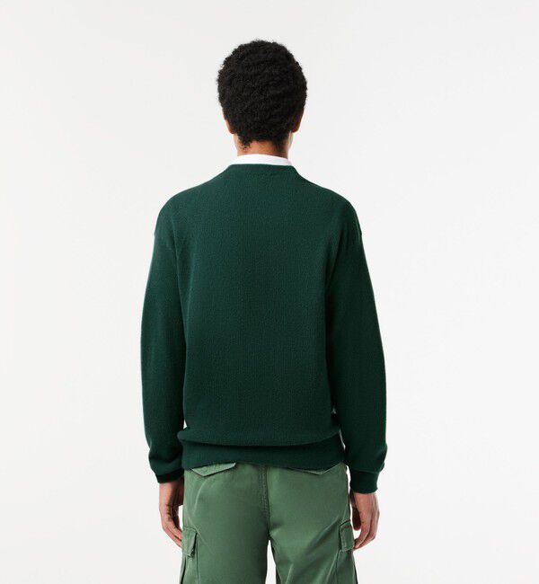 LACOSTE「ガーター編みVネックカーディガン」|カーディガン|