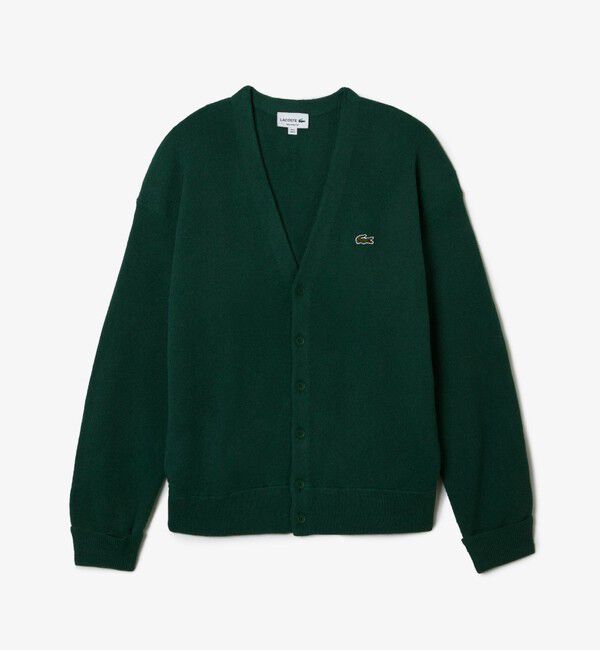 LACOSTE「ガーター編みVネックカーディガン」|カーディガン|
