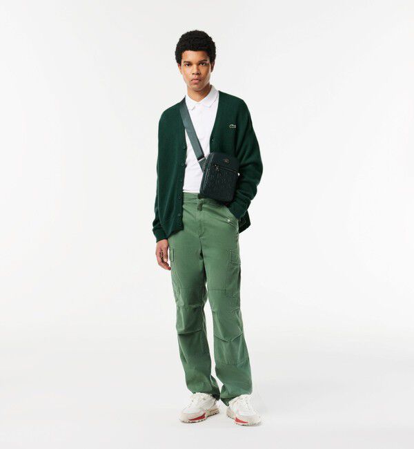 LACOSTE「ガーター編みVネックカーディガン」|カーディガン|