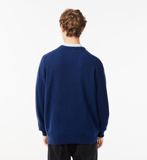 LACOSTE「ガーター編みVネックカーディガン」|カーディガン|