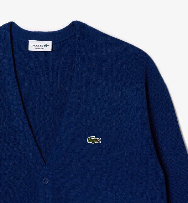LACOSTE「ガーター編みVネックカーディガン」|カーディガン|