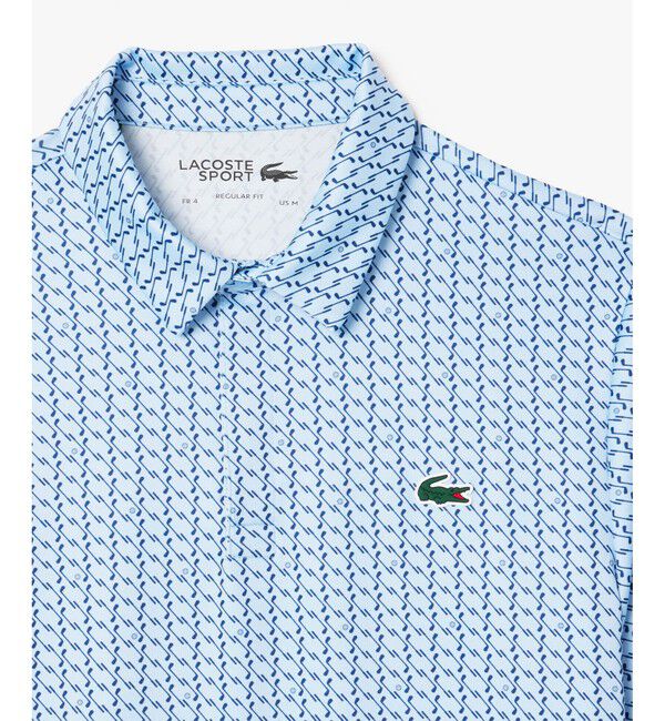 LACOSTE「UVカット ミニマム総柄プリント 比翼仕立て ウルトラドライ ゴルフポロシャツ」|ポロシャツ|