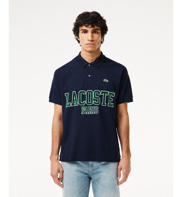 LACOSTE「オーバーサイズネームプリントポロシャツ」|ポロシャツ|ネイビー
