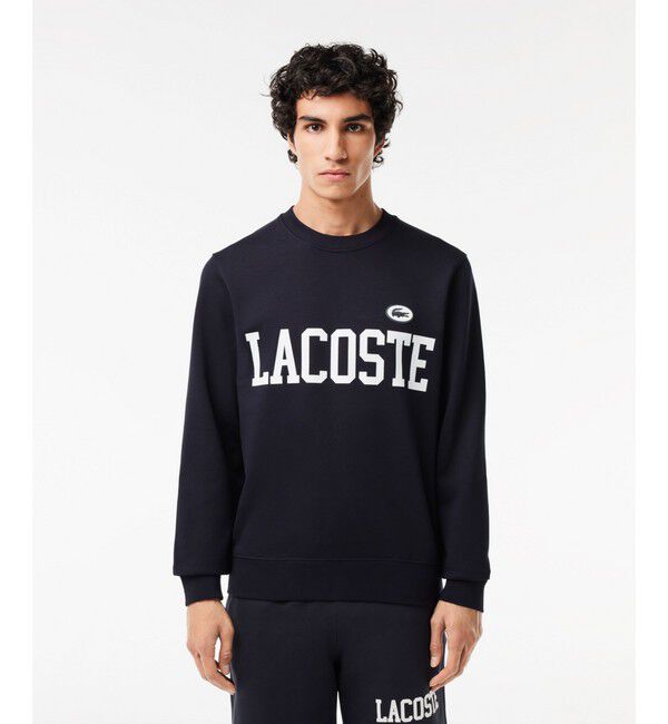 LACOSTE「フロッキーカレッジロゴクルーネックスウェット トレーナー」|スウェット・ジャージ|ダークネイビー