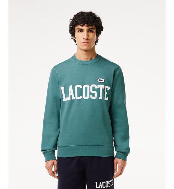 LACOSTE「フロッキーカレッジロゴクルーネックスウェット トレーナー」|スウェット・ジャージ|エメラルド