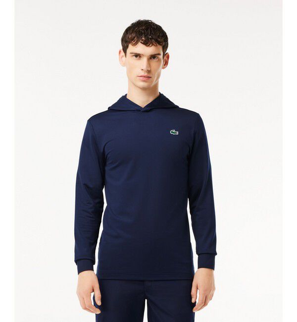 LACOSTE「ハイストレッチプルオーバーフーディー」|スポーツ|ネイビー