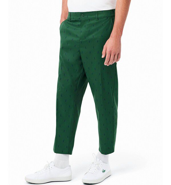 LACOSTE「吸水速乾 ウルトラドライ チェックゴルフパンツ」|チノ|グリーン&times;ネイビー