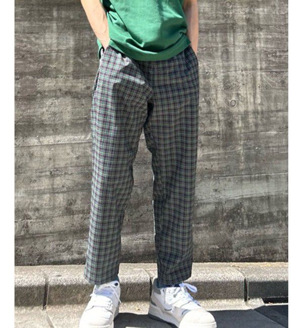 LACOSTE「吸水速乾 ウルトラドライ チェックゴルフパンツ」|チノ|グリーン