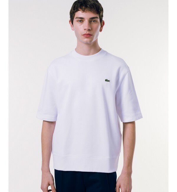 LACOSTE「オーガニックコットン 裏パイル地 オーバーサイズ プレミアム半袖スウェット トレーナー」|Tシャツ・カットソー|ホワイト