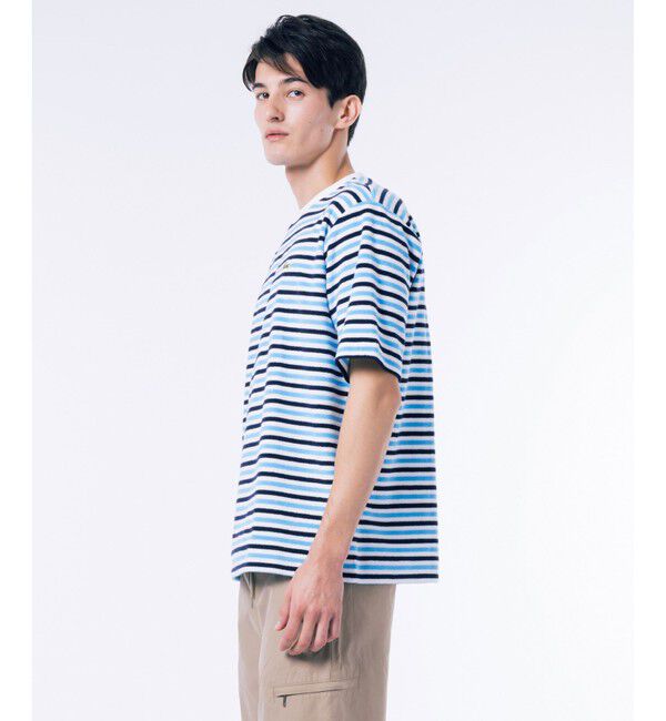LACOSTE「オーバーサイズ ハイゲージパイル地ボーダー半袖Tシャツ」|Tシャツ・カットソー|
