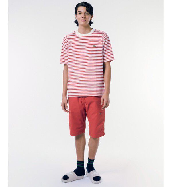 LACOSTE「オーバーサイズ ハイゲージパイル地ボーダー半袖Tシャツ」|Tシャツ・カットソー|