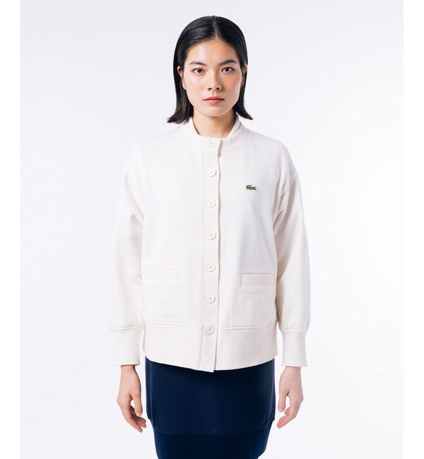 LACOSTE「ドルマンスリーブクルーネックスウェットカーディガン」|カーディガン|ホワイト