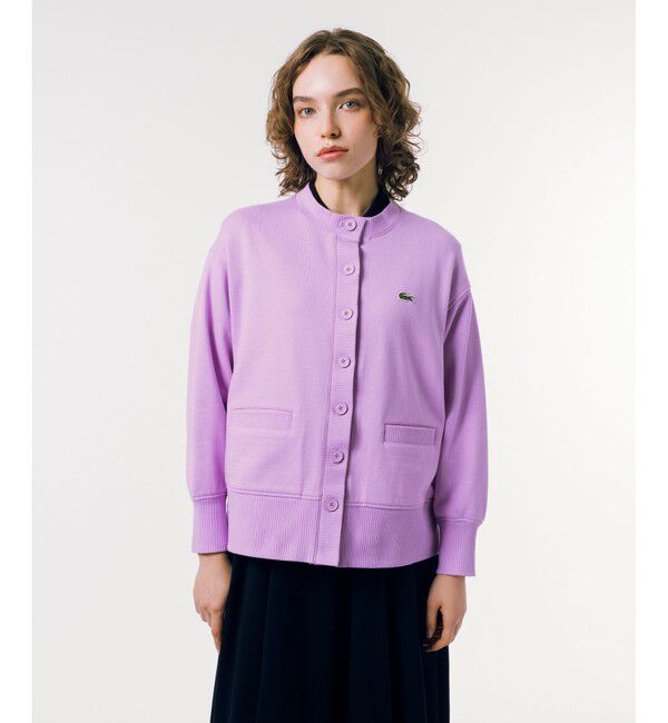 LACOSTE「ドルマンスリーブクルーネックスウェットカーディガン」|カーディガン|ピンク