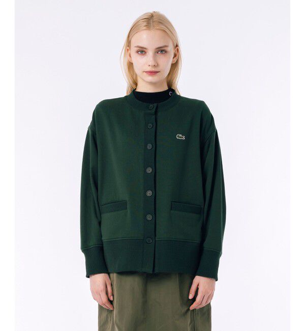 LACOSTE「ドルマンスリーブクルーネックスウェットカーディガン」|カーディガン|モスグリーン