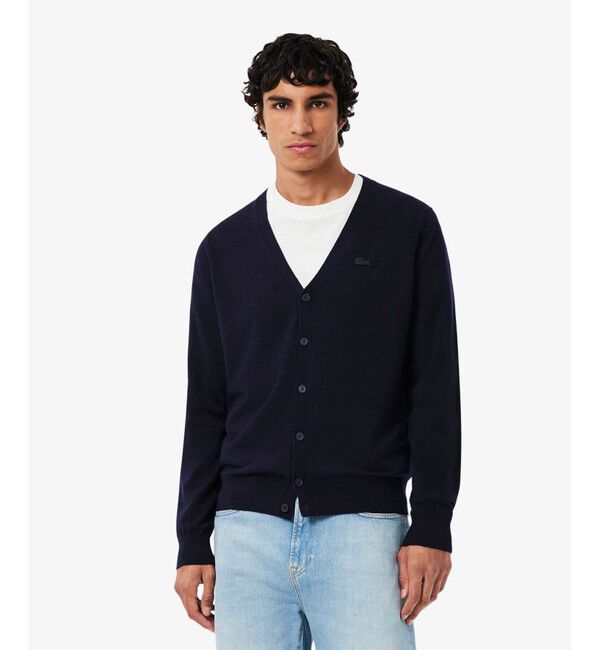 LACOSTE「エッセンシャルメリノウールカーディガン」|カーディガン|ネイビー