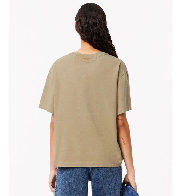 LACOSTE「ヘビーウェイト オーバーサイズ テニスボールパッチウォッシュド半袖Tシャツ」|Tシャツ・カットソー|