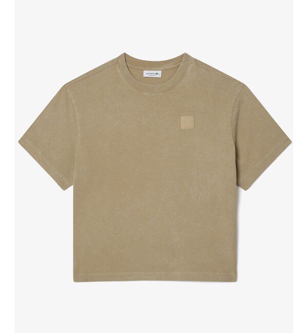 LACOSTE「ヘビーウェイト オーバーサイズ テニスボールパッチウォッシュド半袖Tシャツ」|Tシャツ・カットソー|