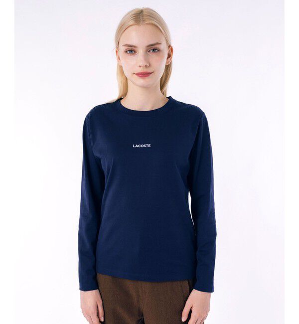 LACOSTE「ワンポイントロゴ刺繍長袖Tシャツ」|Tシャツ・カットソー|ダークネイビー