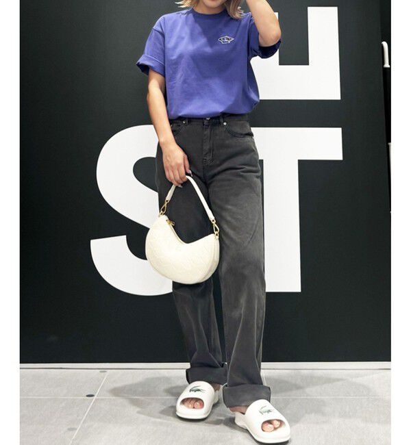 LACOSTE「オーガニックコットンガーメントダイ ルーズフィット ストレートデニムパンツ」|デニム|