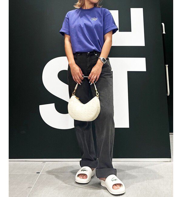 LACOSTE「オーガニックコットンガーメントダイ ルーズフィット ストレートデニムパンツ」|デニム|