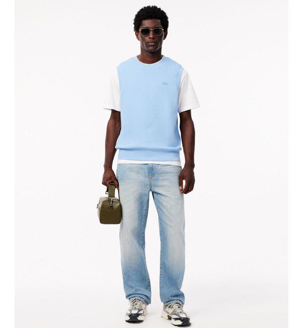 LACOSTE「オーバーサイズ アーガイル柄パッチ&ステッチスウェットベスト」|ベスト・ジレ|