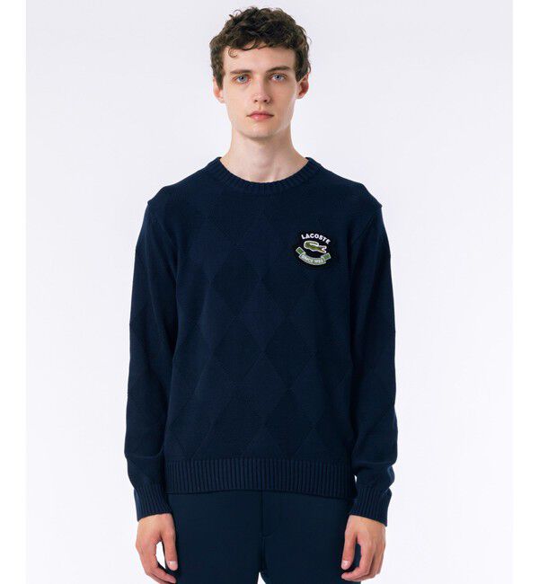 LACOSTE「オーガニックコットン トーナルアーガイルニットセーター」|ニット・セーター|ダークネイビー