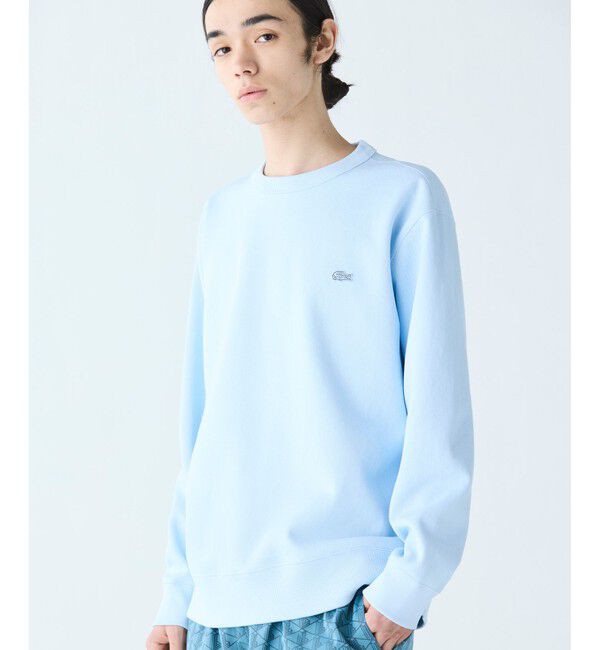 LACOSTE「ワントーンクルーネック 鹿の子ニット / 鹿の子スウェット」|スウェット・ジャージ|ライトブルー