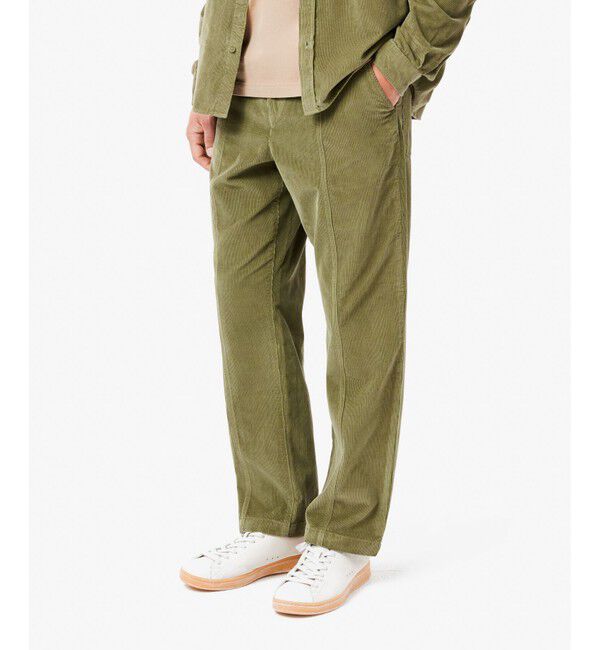 LACOSTE「センターラインステッチ コーデュロイイージーパンツ」|チノ|カーキ