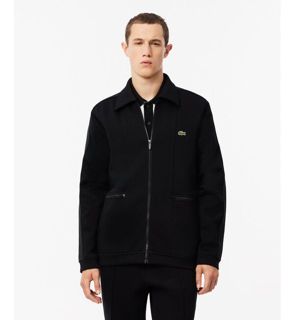 LACOSTE「ダブルフェイススウェットジップジャケット / ジップアップブルゾン」|ブルゾン・スタジャン|ブラック