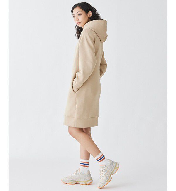 LACOSTE「ブランドネームロゴステッチダブルフェイススウェットフーディードレス / ロングスウェットパーカー」|ワンピース|