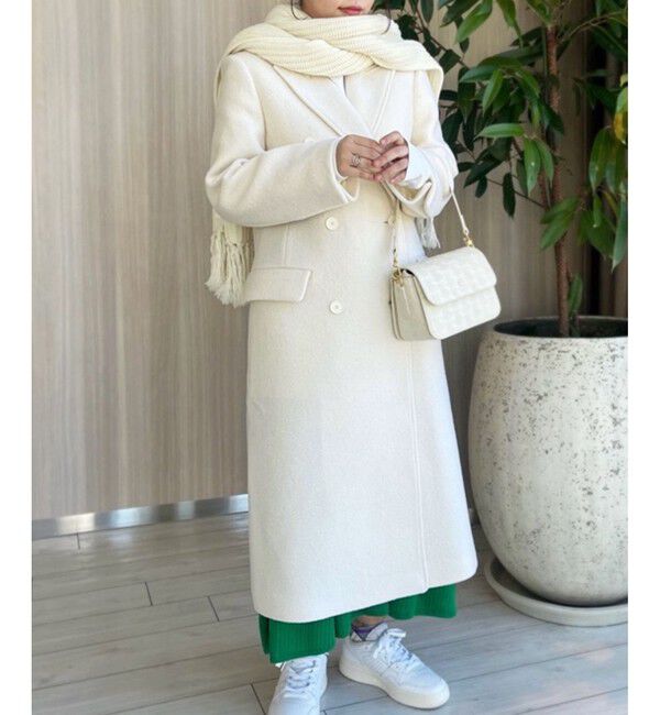 LACOSTE「ダブルブレストウール ロングコート」|チェスターコート|