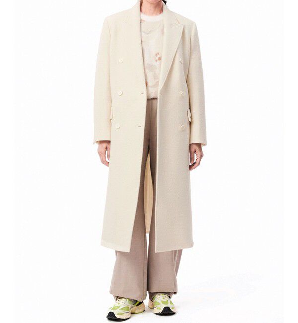 LACOSTE「ダブルブレストウール ロングコート」|チェスターコート|