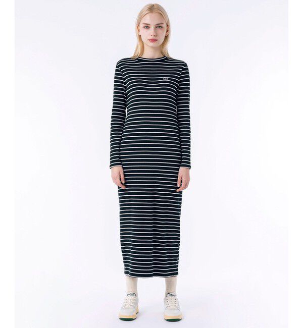 LACOSTE「コットンリブニットドレス / ニットワンピース / 無地 ボーダー」|ワンピース|