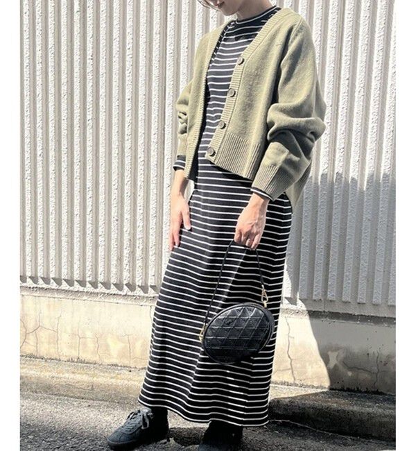 LACOSTE「コットンリブニットドレス / ニットワンピース / 無地 ボーダー」|ワンピース|