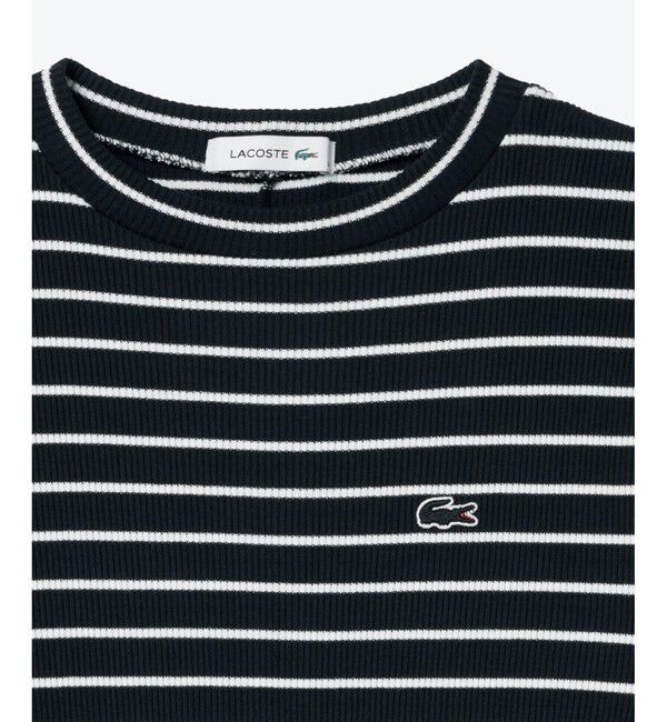 LACOSTE「コットンリブニットドレス / ニットワンピース / 無地 ボーダー」|ワンピース|