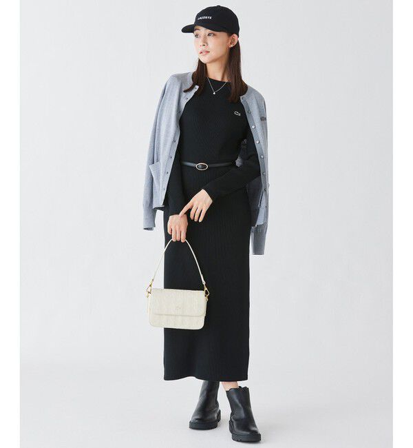 LACOSTE「コットンリブニットドレス / ニットワンピース / 無地 ボーダー」|ワンピース|