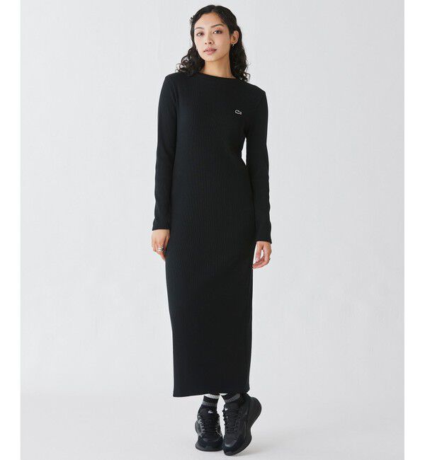 LACOSTE「コットンリブニットドレス / ニットワンピース / 無地 ボーダー」|ワンピース|