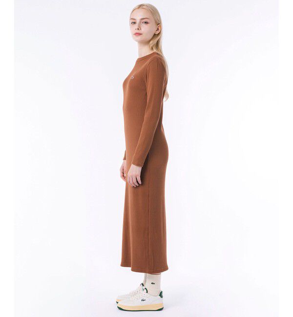 LACOSTE「コットンリブニットドレス / ニットワンピース / 無地 ボーダー」|ワンピース|
