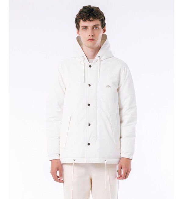 LACOSTE「RDS認証ダウン 耐水透湿メンブレン バルーンシルエット ボリューム ピケダウンジャケット / フーディ」|ダウン|オフホワイト
