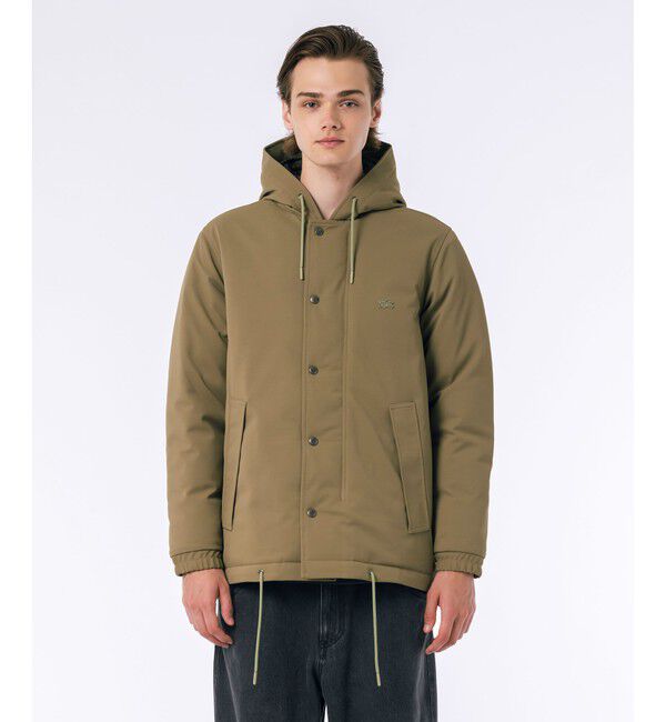 LACOSTE「RDS認証ダウン 耐水透湿メンブレン バルーンシルエット ボリューム ピケダウンジャケット / フーディ」|ダウン|カーキ