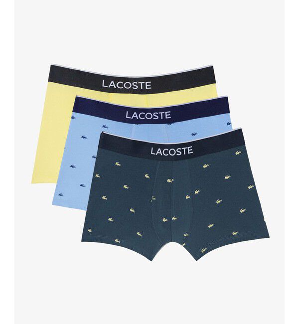 LACOSTE「３パックプリントストレッチコットントランクボクサーショーツ / ボクサーパンツ」|インナー|ダークグリーン